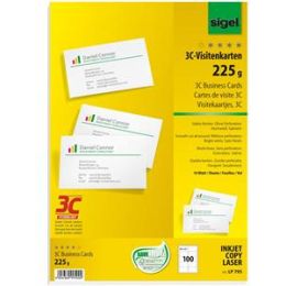 Visitenkarten Sigel LP795 85x55mm, 225g, weiß, Pack 100 Stk