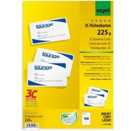 Visitenkarten Sigel LP798 85x55mm, 225g, weiß, abgerundete Ecken, Pack 100 Stk/10 Blatt