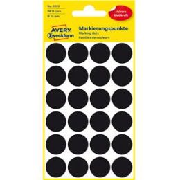 Markierungspunkte Avery Zweckform 3003 Ø 18mm rund, selbstklebend, schwarz, Pack 96 Stk/4 Blatt