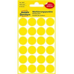 Markierungspunkte Avery Zweckform 3007 Ø 18mm rund, selbstklebend, gelb, Pack 96 Stk/4 Blatt