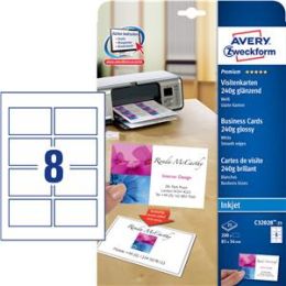 Visitenkarten Avery Zweckform C32028-25 85x54mm, 250g, weiß, spezialbeschichtet, Pack 200 Stk