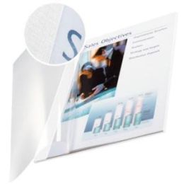 Buchbindemappen Leitz 7398-00-01 73980001 impressBIND, Premium A4, Soft Cover, 3,5 mm, Leinen, transparente Vorderseite, weiß, Pack 10 Stk
