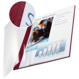 Buchbindemappen Leitz 7398-00-28 73980028 impressBIND, Premium A4, Soft Cover, 3,5 mm, Leinen, transparente Vorderseite, bordeaux, Pack 10 Stk