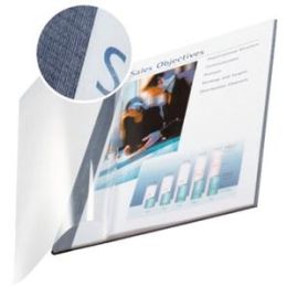 Buchbindemappen Leitz 7398-00-35 73980035 impressBIND, Premium A4, Soft Cover, 3,5 mm, Leinen, transparente Vorderseite, blau, Pack 10 Stk