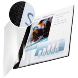 Buchbindemappen Leitz 7414-00-95 74140095 impressBIND A4, Soft Cover, 10,5 mm, Leinen, transparente Vorderseite, schwarz, Pack 10 Stk