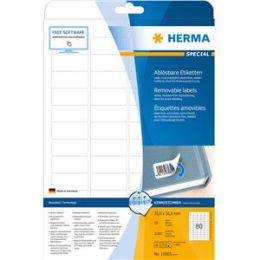 Etiketten Herma 10003 Special 35,6 x 16,9 mm weiß, selbstklebend, ablösbar + wieder haftend, Inkjet Laser Kopierer, Pack 2000 Stk/25 Blatt