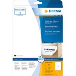 Etiketten Herma 10021 Special 210 x 297 mm weiß, selbstklebend, ablösbar + wieder haftend, Inkjet Laser Kopierer, Pack 25 Stk/25 Blatt