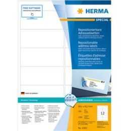 Etiketten Herma 10311 Special 99,1 x 42,3 mm weiß selbstklebend, wiederablösbar, Inkjet Laser Kopierer, Pack 1200 Stk/100 Blatt