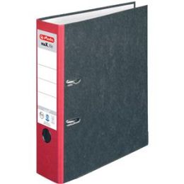 Ordner Herlitz 300007003 05171301 maX.file nature A4, 80mm, Pappe/Wolkenmarmor, roter Rücken, Pack 20 Stk