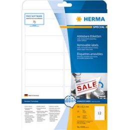 Etiketten Herma 4348 Special 96 x 42,3 mm weiß, selbstklebend, ablösbar + wieder haftend, Inkjet Laser Kopierer, Pack 300 Stk/25 Blatt