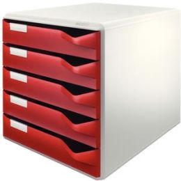 Schubladenbox Leitz 5280-00-28 52800028 bordeaux/grau 5-Schübe Post- und Formularset
