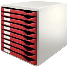 Schubladenbox Leitz 5281-00-28 52810028 bordeaux/grau 10-Schüb Post- und Formularset