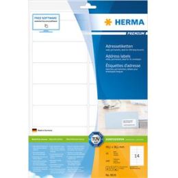 Adressetiketten, Herma 8635, Premium, 99,1 x 38,1 mm selbstklebend, weiß, Inkjet Laser Kopierer, Pack 140 Stk/10 Blatt