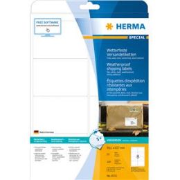 Versand-Etiketten Herma 8331 Special 99,1 x 67,7 mm Folie, selbstklebend, wetterfest, weiß, Laser, Pack 200 Stk/25 Blatt
