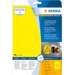 Signal-Etiketten Herma 8035 Special Ø 85 mm gelb matt stark haftend, strapazierfähig, Laser, Pack 150 Stk