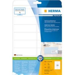 Adressetiketten, Herma 5075, Premium, 99,1 x 33,8 mm selbstklebend, weiß, Inkjet Laser Kopierer, Pack 400 Stk/25 Blatt