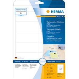 Etiketten Herma 4682 Special 97 x 42,3 mm Folie, transparent, matt, selbstklebend, Laser, Pack 300 Stk/25 Blatt