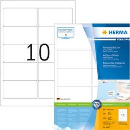 Adressetiketten, Herma 4667, Premium, 96 x 50,8 mm selbstklebend, weiß, Inkjet Laser Kopierer, Pack 1000 Stk/100 Blatt