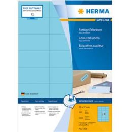 Etiketten Herma 4408 Special 70 x 37 mm selbstklebend, blau, Inkjet Laser Kopierer, Pack 2400 Stk/100 Blatt