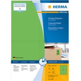Etiketten Herma 4399 Special 105 x 148 mm selbstklebend, grün, Inkjet Laser Kopierer, Pack 400 Stk/100 Blatt