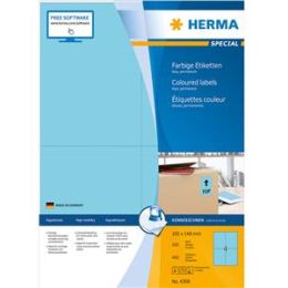 Etiketten Herma 4398 Special 105 x 148 mm selbstklebend, blau, Inkjet Laser Kopierer, Pack 400 Stk/100 Blatt