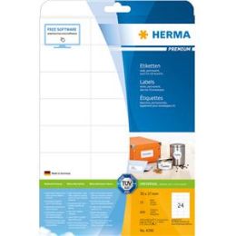 Etiketten Herma 4390 Premium 70 x 37 mm selbstklebend, weiß, Inkjet Laser Kopierer, Pack 600 Stk/25 Blatt