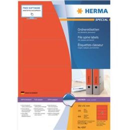 Ordner-Rückenschild Etiketten Herma 4297 Special kurz/breit, matt, selbstklebend, blanko, rot, Inkjet Laser Kopierer, Pack 400 Stk/100 Blatt