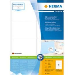 Adressetiketten, Herma 4269, Premium, 99,1 x 67,7 mm selbstklebend, weiß, Inkjet Laser Kopierer, Pack 800 Stk/100 Blatt