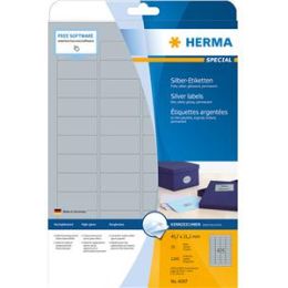 Silber-Etiketten Herma 4097 Special 45,7 x 21,2 mm Folie, selbstklebend, silber, glänzend, Laser, Pack 1200 Stk/25 Blatt