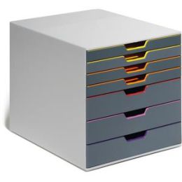 Schubladenbox Durable 7607-27 760727 Varicolor 7 farbig 7-Schübe 4flache + 3hohe geschlossene