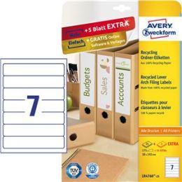 Ordner-Rückenschild Avery Zweckform LR4760-25 Recycling schmal/kurz 192x38mm, Inkjet Laser Kopierer, Pack 210 Stk/30 Blatt