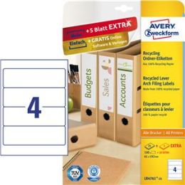 Ordner-Rückenschild Avery Zweckform LR4761-25 Recycling kurz/breit 192x61mm, Inkjet Laser Kopierer, Pack 120 Stk/30 Blatt