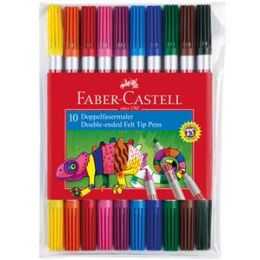 Doppelfasermaler Faber-Castell 151110 1mm+3-5mm, 2 Spitzen, auswaschbar, 10er-Etui, 10 Farben