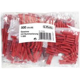 Gewinnlose Herlitz 00791855 nummeriert 1-500 rot geklammert, Pack 10 x 50 Stk