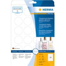 Etiketten Herma 8023 Special Ø 40 mm transparent Folie wetterfest, Laser, Pack 600 Stk