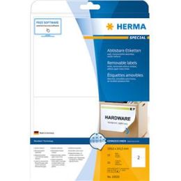 Etiketten Herma 10020 Special 199,6 x 143,5 mm weiß selbstklebend, ablösbar + wieder haftend, Inkjet Laser Kopierer, Pack 50 Stk/25 Blatt