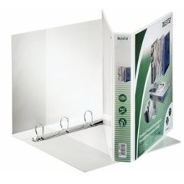 Präsentationsringbuch Leitz 4285-00-01 42850001 A4, 4 Ringe Ø 30 mm, Pappe/PP-Folie, 3 Außentaschen, 3 Innentaschen, D-Ring-Mechanik, weiß, Pack 6 Stk