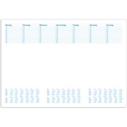 Schreibunterlage, RNK 46633, Papier blanko mit Kalender small-table 48x33cm 30 Blatt weiß/blau