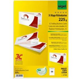 Klapp-Visitenkarten Sigel LP838 weiß 90x55mm A4 225g, Inkjet Laser Kopierer, Pack 50 Stk
