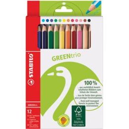 Farbstift Stabilo 6203/12 GREENtrio 12 Stück Kartonetui, farbig sortiert