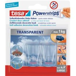 Selbstklebender Deko-Haken, Tesa 58813-00000-00, Powerstrips Transparent, XL transparent, Pack 2 Stk