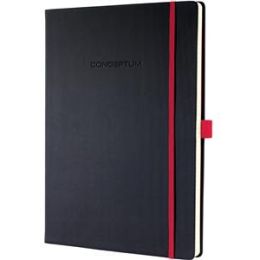 Notizbuch Sigel CO660 Conceptum Red Edition A4 kariert 80g Hardcover schwarz