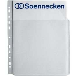 Prospekthüllen, Soennecken 126117103 (1601), A4 PP mit 2/3 Faltentasche 180my genarbt, Pack 5 Stk